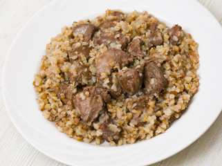 Buckwheat porridge with chicken liver