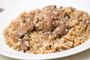 Buckwheat porridge with chicken liver