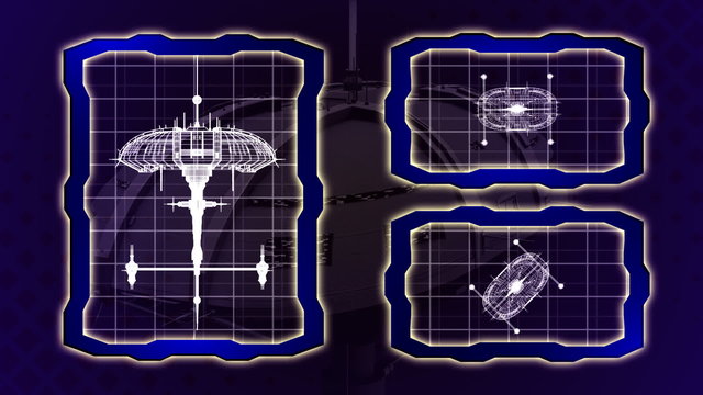 Blueprint of an animated space ship seamless loop