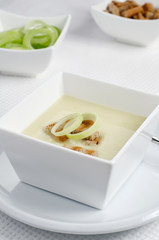 Fresh hot leek soup