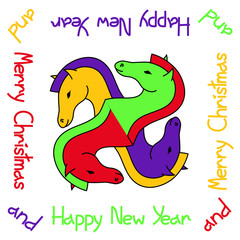 New Year and Christmas card with horse