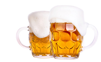 Frosty glass of light beer isolated