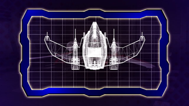 Blueprint of a futuristic spaceship seamless loop