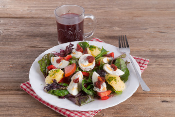 Salad with boiled egg