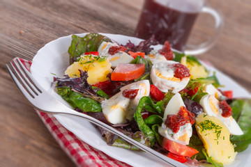 Salad with boiled egg
