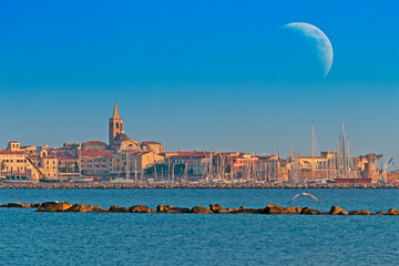 huge moon over Alghero