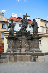 Fototapeta na wymiar Sculpture on the Charles bridge in Prague