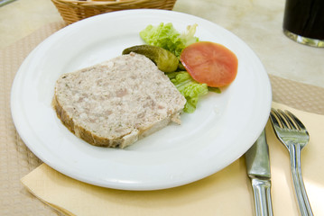 French food pate terrine of rabbit   photographed in Paris Franc