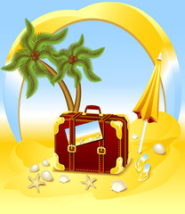 Suitcase for summer at the beach