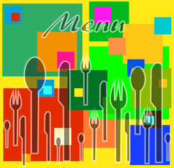 disegno composto da posate su sfondo colorato