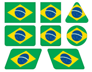 set of buttons with flag of Brazil