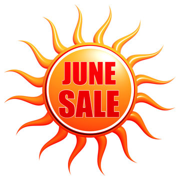June sale in 3d sun label