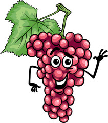 funny red grapes fruit cartoon illustration