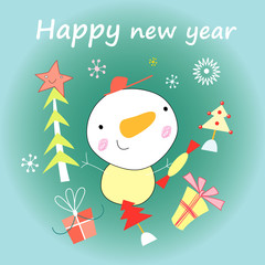 Christmas card with a snowman