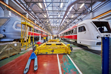 Assembly of rail buses in shop floor