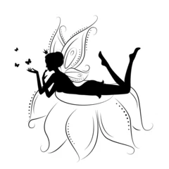 Washable Wallpaper Murals Fairies and elves Silhouette of a beautiful fairy.