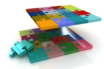 Many-colored puzzle pattern (removable pieces)