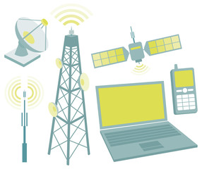 Telecommunication equipment icon set © CurvaBezier