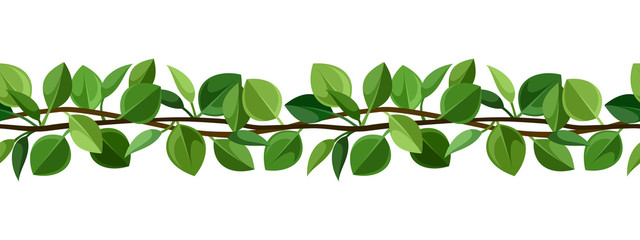 Obraz premium Seamless background with green leaves. Vector illustration.
