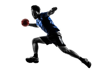 young man exercising handball player silhouette © snaptitude