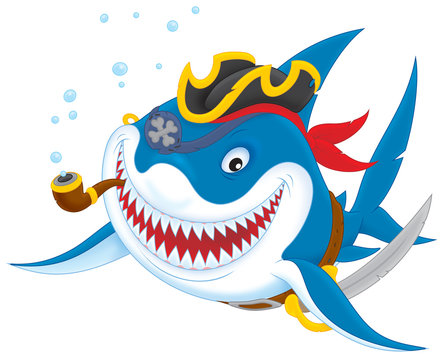 recommend clip art: Great white shark pirate