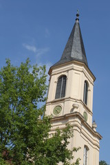 Fototapeta na wymiar Turm der Dreifaltigkeitskirche in Zossen