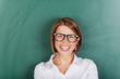 Laughing woman wearing glasses