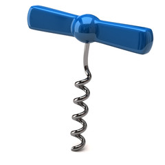 Blue corkscrew isolated on white background