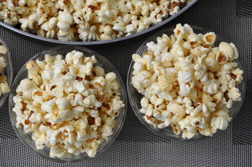 Popcorn in bowls
