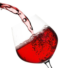 Red wine poured in a glass