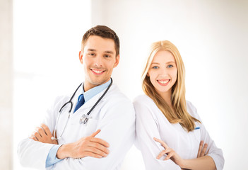 Fototapeta premium two young attractive doctors