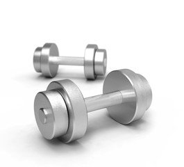 dumbbells on white