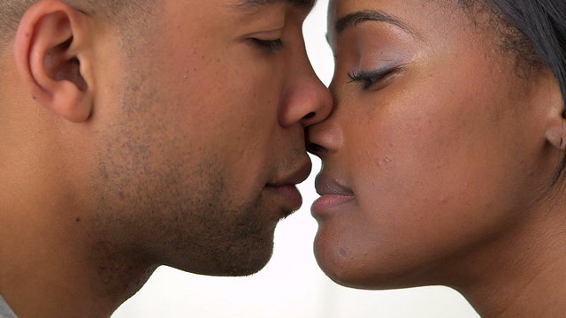 Sweet black couple kissing