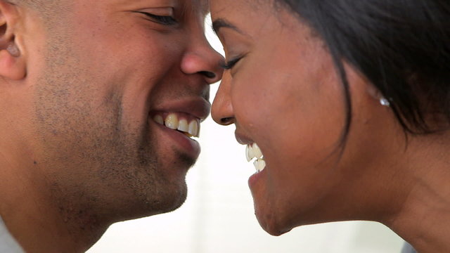 Sweet black couple kissing