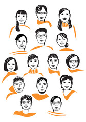 Group of people, colleagues at work or students collaborating