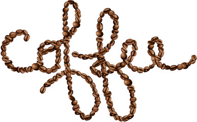 Coffee text made with roasted coffee beans