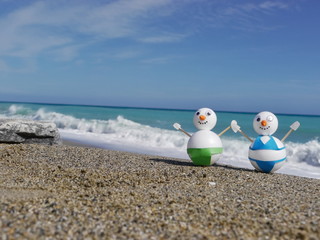 Obraz premium snowman beach vacation