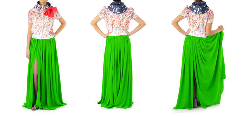 Fashion concept with dress sets on white