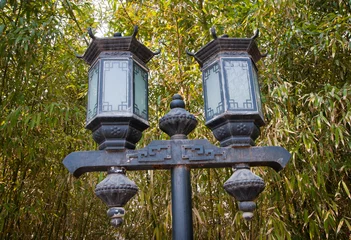 Foto auf Glas traditional designed chinese street lamp in Beijing, China © Fotokon