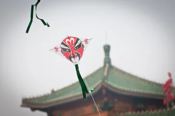 Foto auf Glas traditional chinese kite with Beijing Opera Face (Lian Pu) © Fotokon