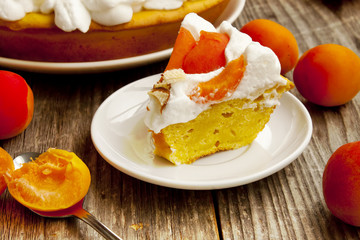 Apricot Tart with Whipped Cream and Flaked Almonds