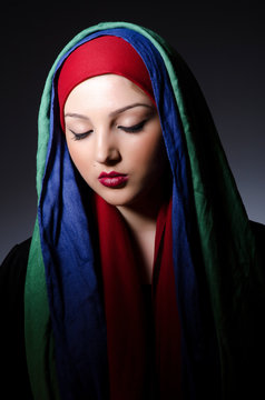 Muslim woman with headscarf in fashion concept