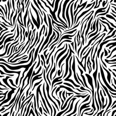 Behang Zwart wit zwart-wit naadloze zebra achtergrond