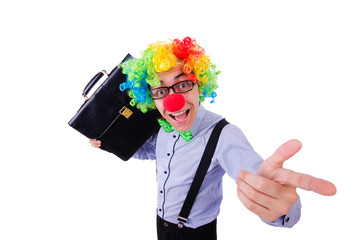 Clown businessman isolated on white