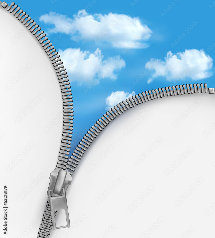 Aufkleber Abstract background with zipper and cloudy sky. Vector.