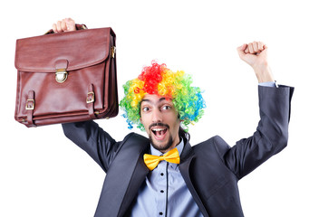 Clown businessman isolated on white