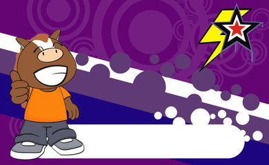 horse kid cartoon background12
