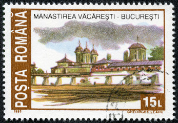 stamp printed by Romania, show Vacaresti Monastery
