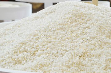 White long rice background, uncooked