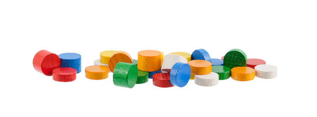 Small wooden building blocks isolated